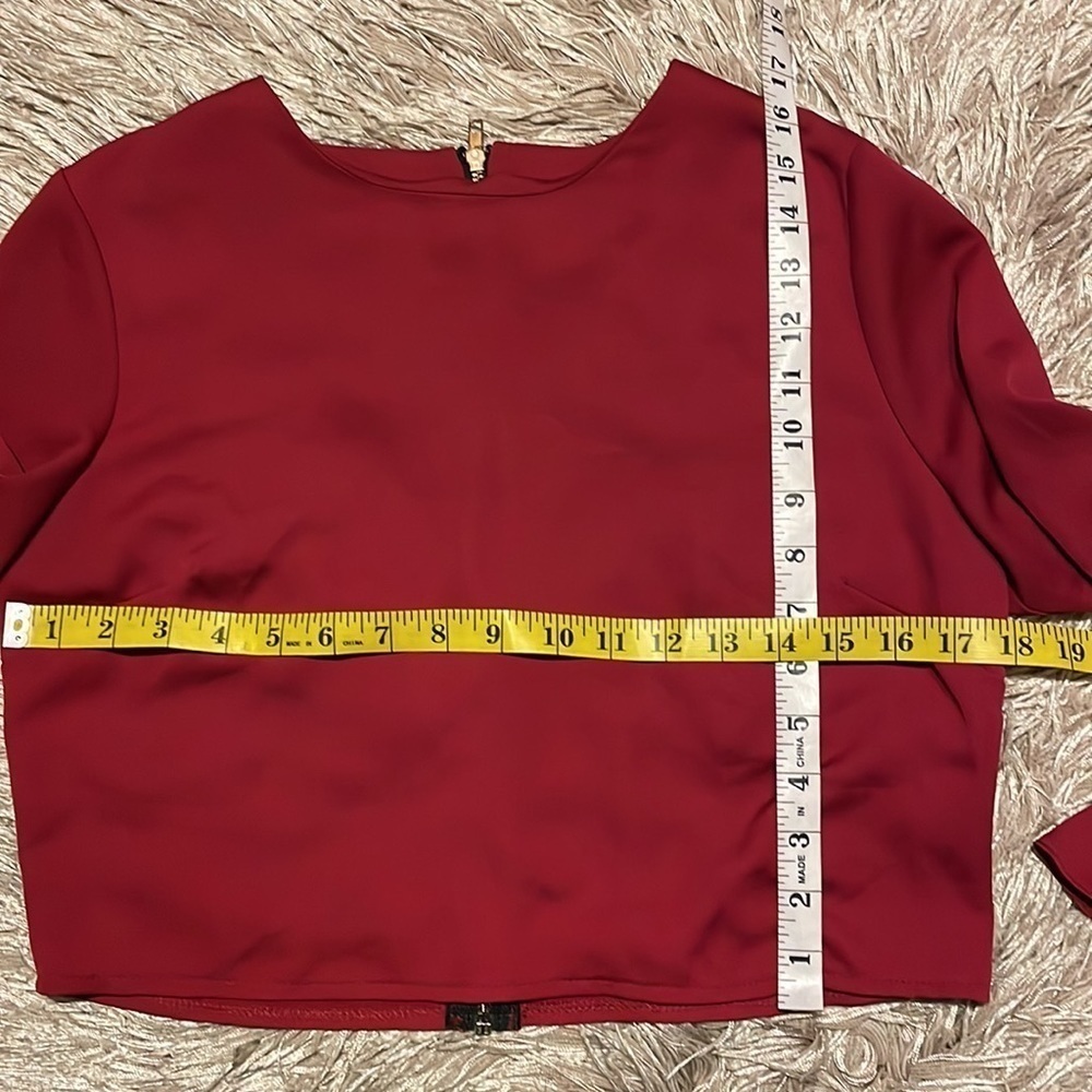 WINDSOR Red Cropped Ruffle Sleeves Small Shirt - Picture 7 of 8